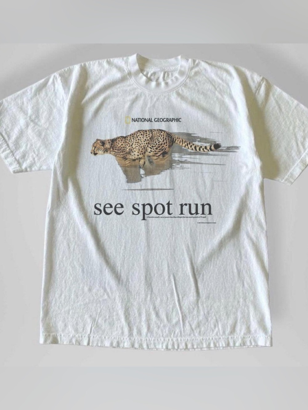 Gildan White National Geographic 'See Spot Run' Cheetah Graphic Tee
